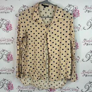 Velvet Heart button up Cream and Black Polka Dot Button-Down Shirt